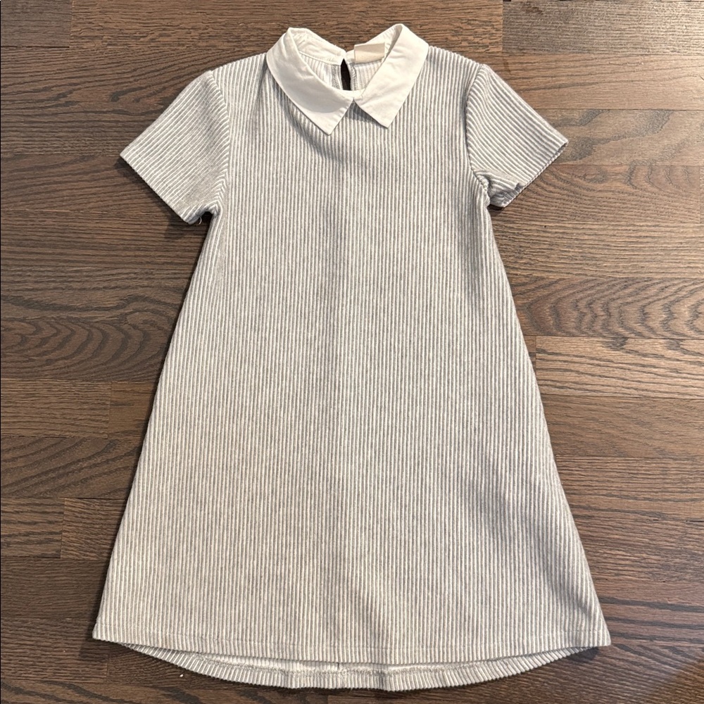 NWOT Zara White and Gray Collared Ribbed Dress, Size 6